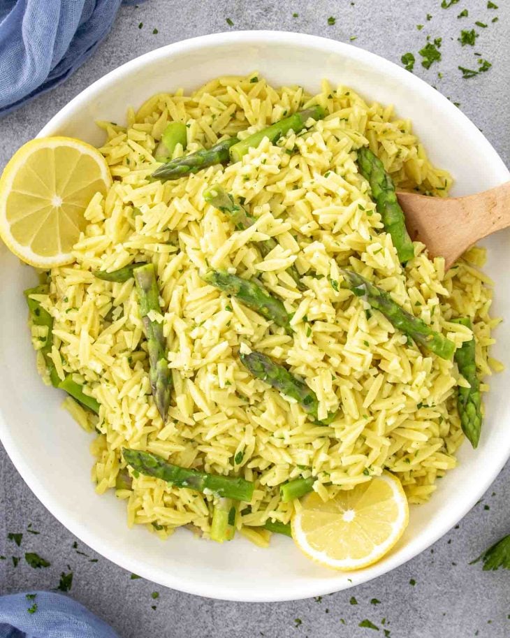 Lemon Orzo with Asparagus